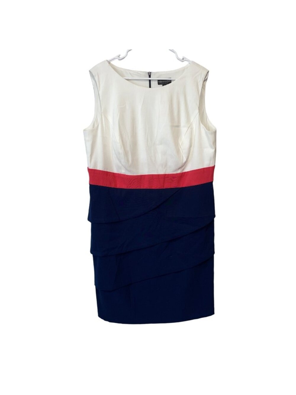 Colorblock Sleeveless Dress By Connected Apparel Size 18W Layered Navy Skirt